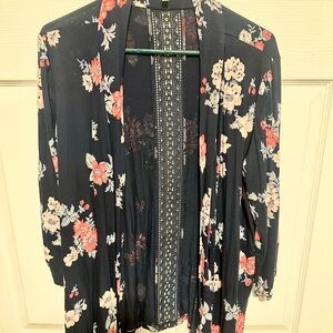 Maurices Navy Floral Kimono